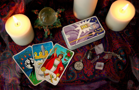 Tarot cards and candles